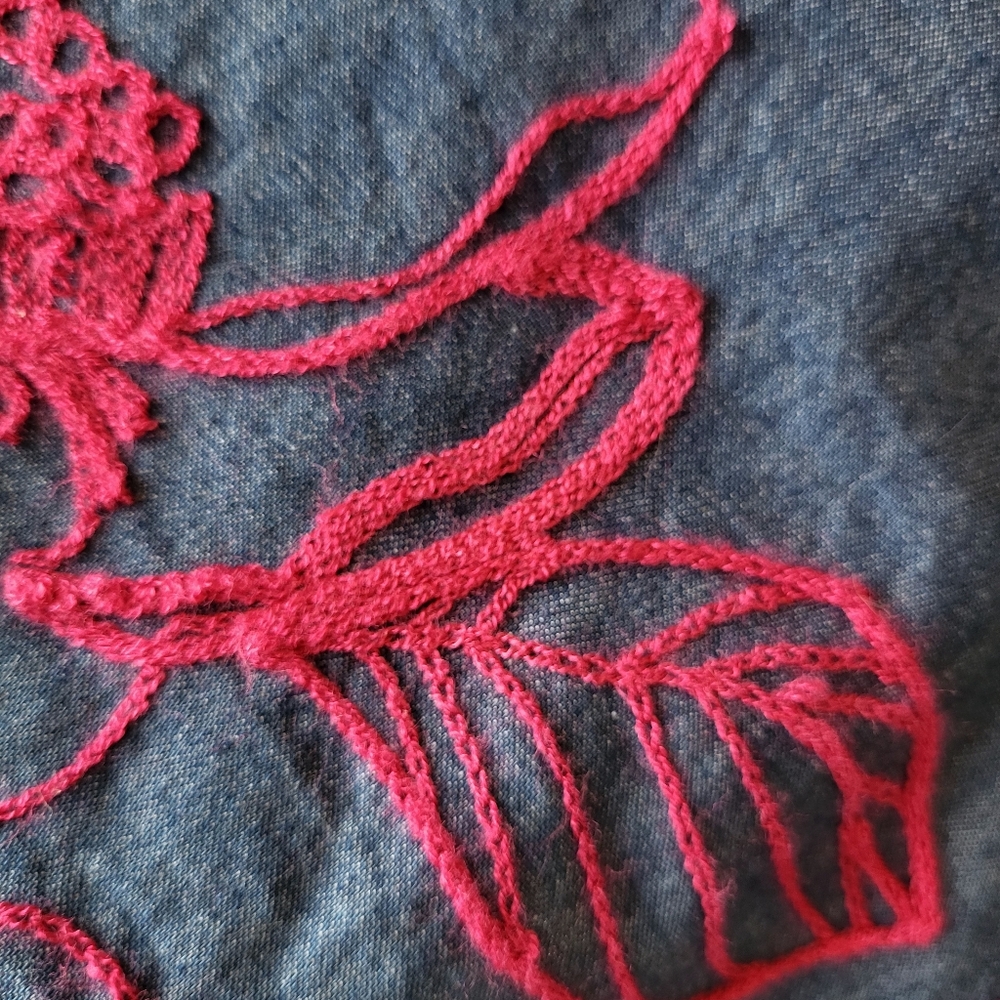 Tristan Blue Jean Flowy Pink Floral Embroidery Countryside Chic Feminine Dress - Picture 5 of 9